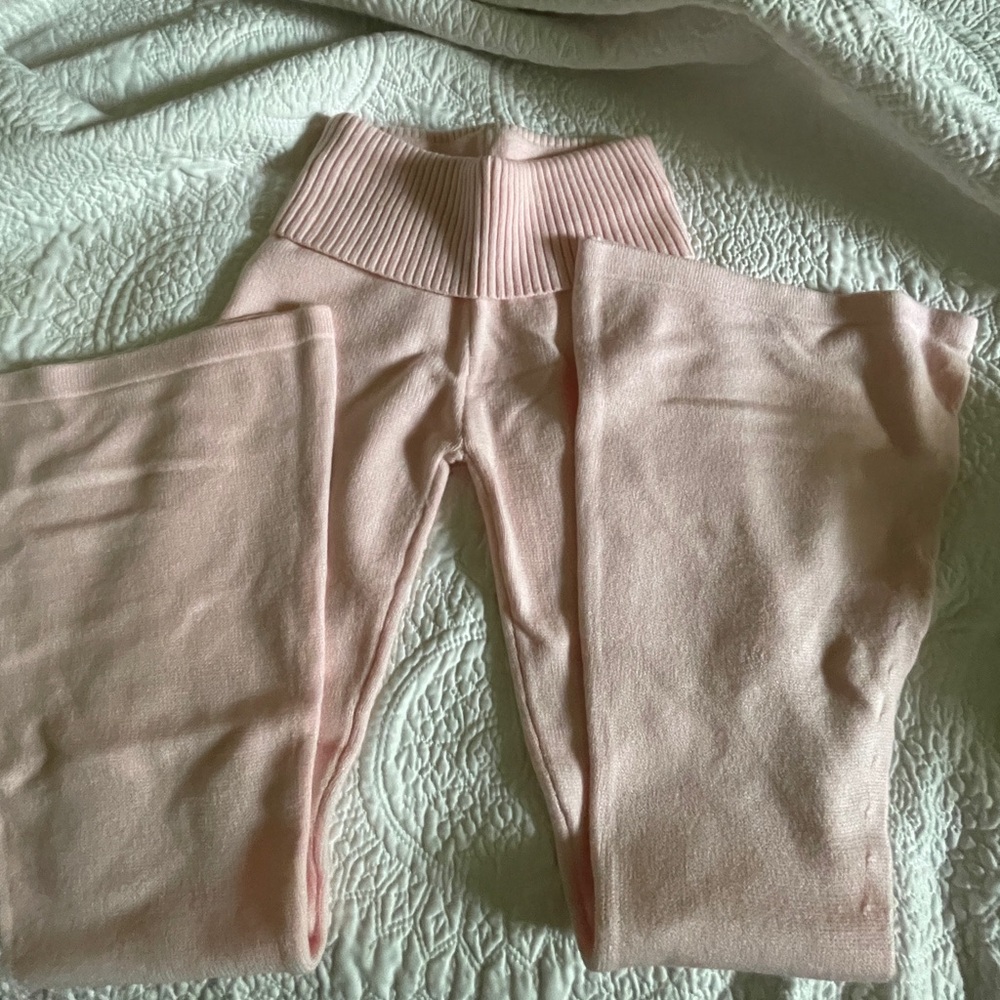 Edikted Desiree Knitted Low Rise Fold Over Pants Light Pink